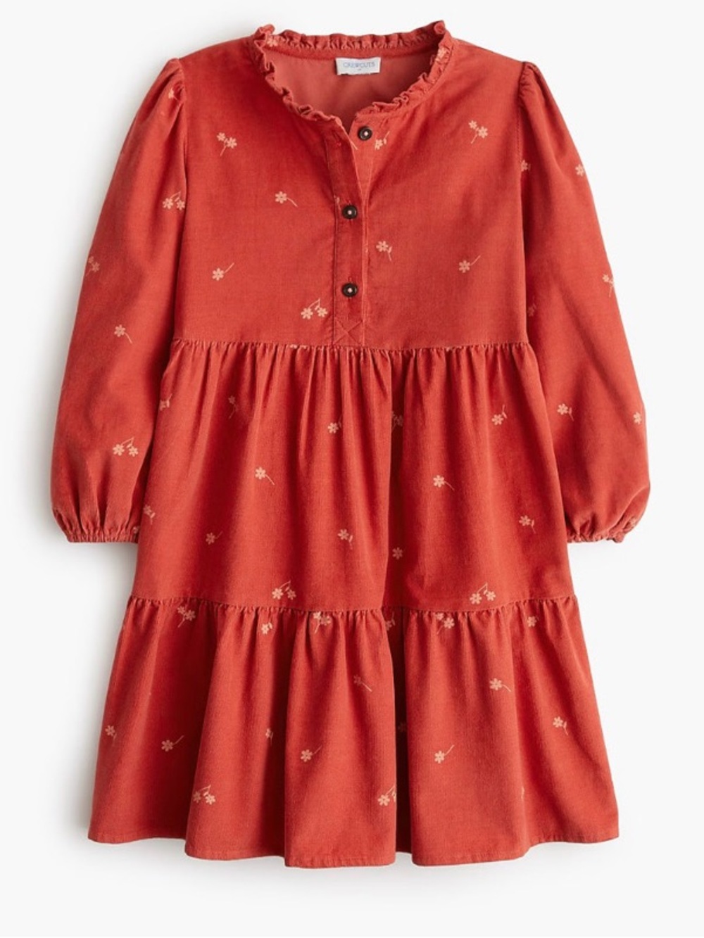 Crewcuts Floral Corduroy Tiered Dress Girls Size 6 Long Sleeve